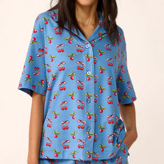 Short-Sleeved Button-Down Pajama Top