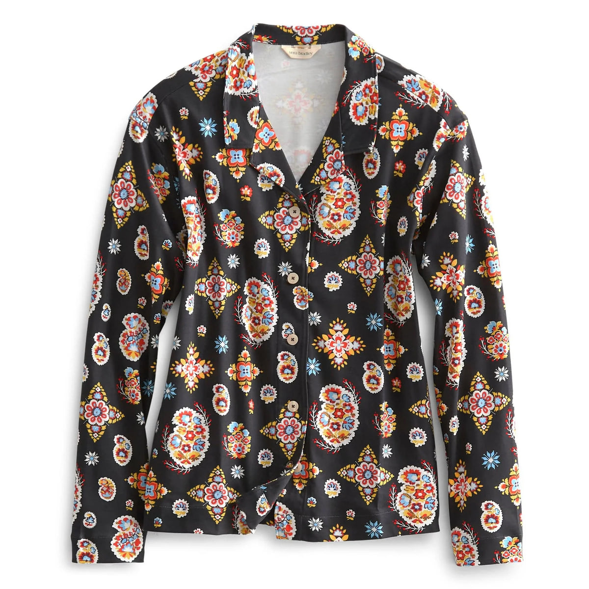 Long-Sleeved Button-Down Pajama Top